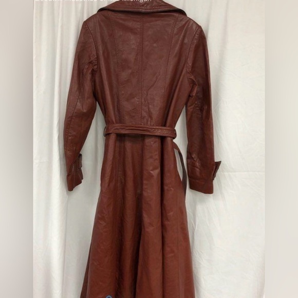 Beautiful Vintage 80-90’s Wilson Women's Leather brown Coat - Size 10 black trim - Picture 6 of 8